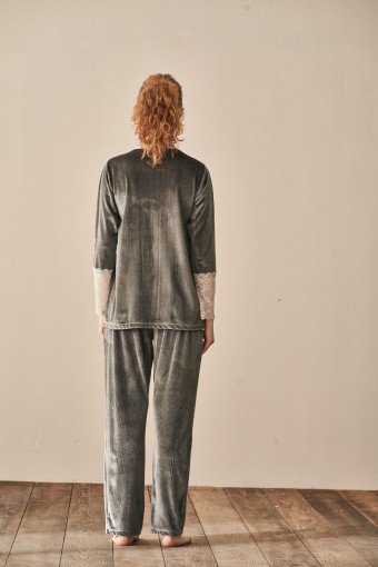 FEYZA - Feyza Kadın Lohusa Pijama Takımı Pilikaşeli Robalı Kol Dantelli (1)