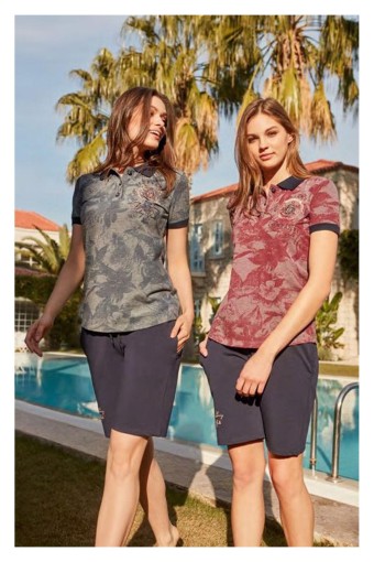 FEYZA - Feyza Kadın Şortlu Takım Kısa Kol Palmiye Polyester (1)