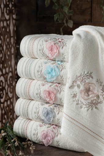 FIESTA - Fiesta Analı Kızlı Havlu Seti Asya El İşi Nakışlı Bambu 30x50 50x90 (1)