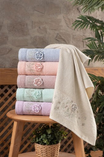 FIESTA - Fiesta Analı Kızlı Havlu Seti Begüm El İşi Nakışlı Bambu 30x50 50x90