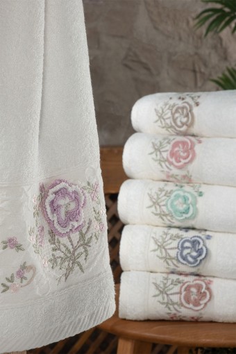 FIESTA - Fiesta Analı Kızlı Havlu Seti Begüm El İşi Nakışlı Bambu 30x50 50x90 (1)