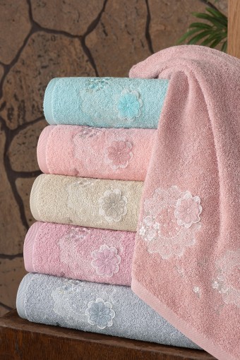 FIESTA - Fiesta Analı Kızlı Havlu Seti Berra El İşi Nakışlı Bambu 30x50 50x90 (1)