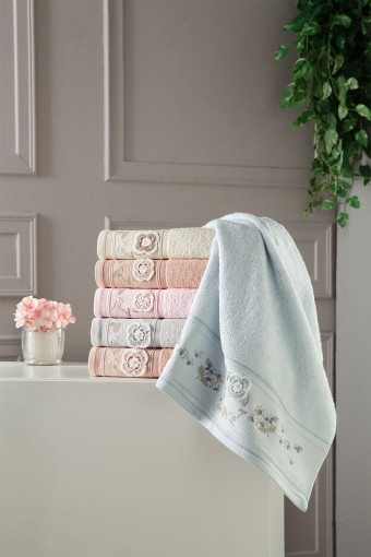 FIESTA - Fiesta Analı Kızlı Havlu Seti Defne El İşi Nakışlı Bambu 30x50 50x90 (1)