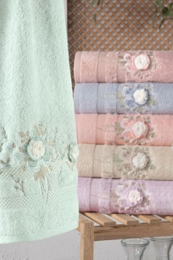 FIESTA - Fiesta Analı Kızlı Havlu Seti Demet El İşi Nakışlı Bambu 30x50 50x90 (1)