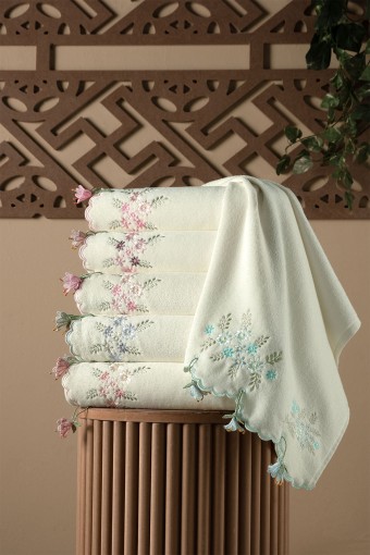 FIESTA - Fiesta Analı Kızlı Havlu Seti Deren El İşi Nakışlı Bambu 30x50 50x90 (1)