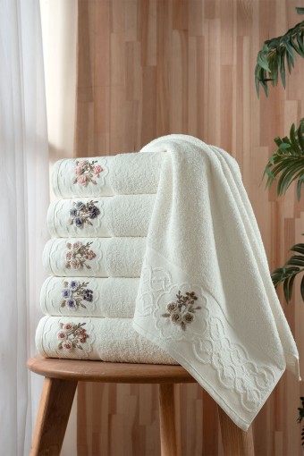 FIESTA - Fiesta Analı Kızlı Havlu Seti Elite El İşi Nakışlı Bambu 30x50 50x90 (1)