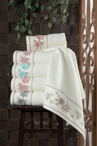 FIESTA - Fiesta Analı Kızlı Havlu Seti Garden El İşi Nakışlı Bambu 30x50 50x90