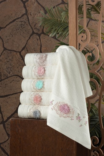 FIESTA - Fiesta Analı Kızlı Havlu Seti Hera El İşi Nakışlı Bambu 30x50 50x90 (1)