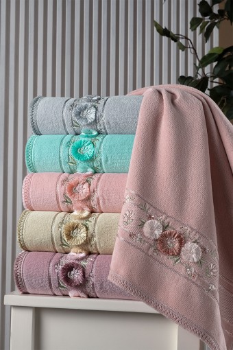 FIESTA - Fiesta Analı Kızlı Havlu Seti Neva Elit Kesme Nakışlı Pamuklu 30x50 50x90