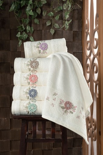 FIESTA - Fiesta Analı Kızlı Havlu Seti Seçil El İşi Nakışlı Bambu 30x50 50x90