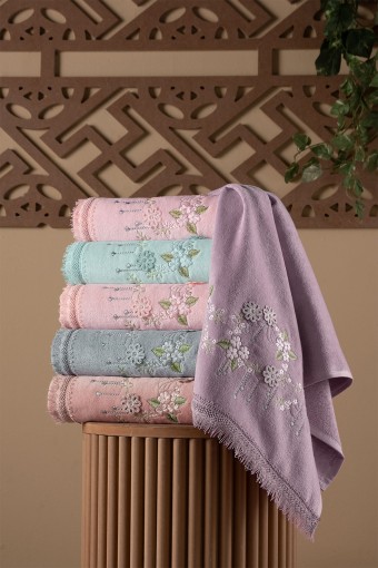 FIESTA - Fiesta Analı Kızlı Havlu Seti Viva El İşi Nakışlı Bambu 30x50 50x90