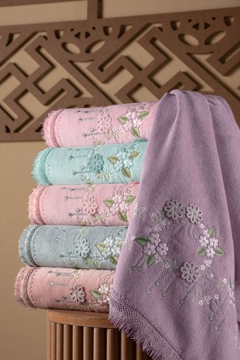 FIESTA - Fiesta Analı Kızlı Havlu Seti Viva El İşi Nakışlı Bambu 30x50 50x90 (1)