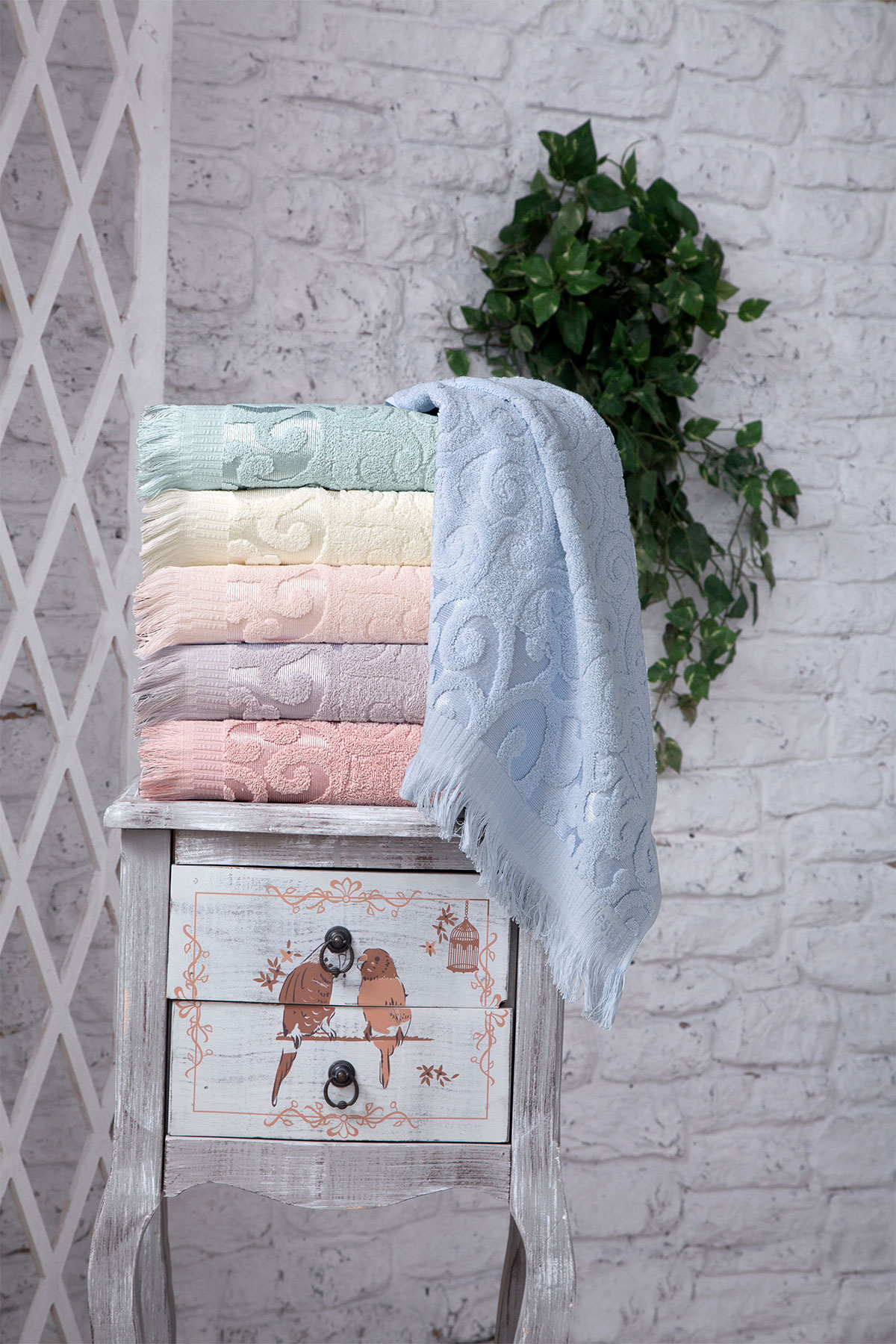 Fiesta Banyo Havlusu Bukle Jakarlı Saçaklı 90x150 - Thumbnail