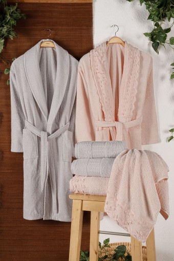 FIESTA - Fiesta Bornoz Seti 6 Parça 3D Bukle Güpürlü (1)