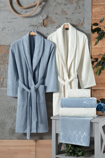 FIESTA - Fiesta Bornoz Seti 6 Parça Elite Kısmı Kadife Jakarlı (1)