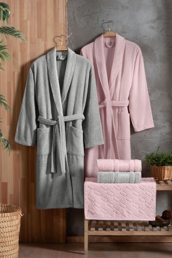 FIESTA - Fiesta Bornoz Seti Fashion Bukle Jakarlı 5 Parça (1)