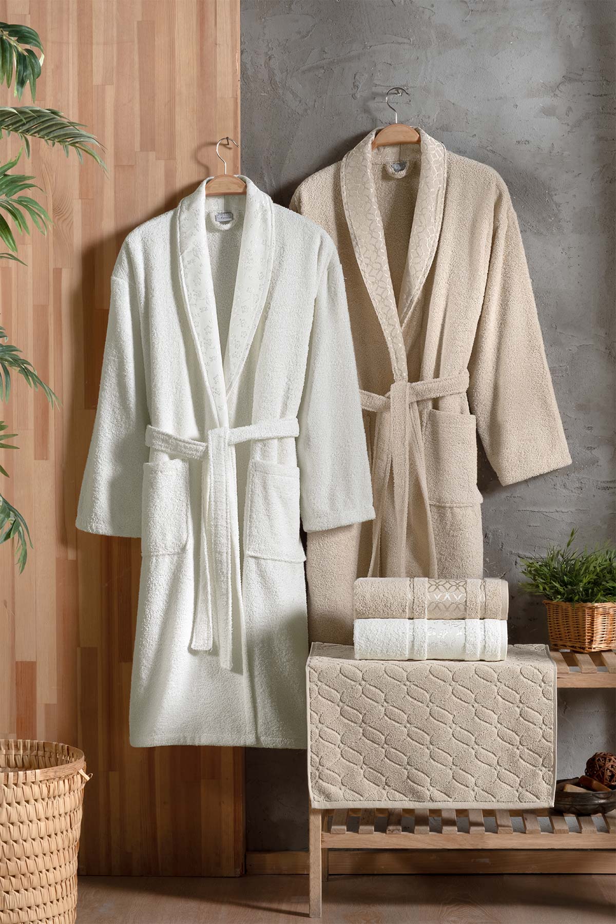 Fiesta Bornoz Seti Fashion Bukle Jakarlı 5 Parça - Thumbnail