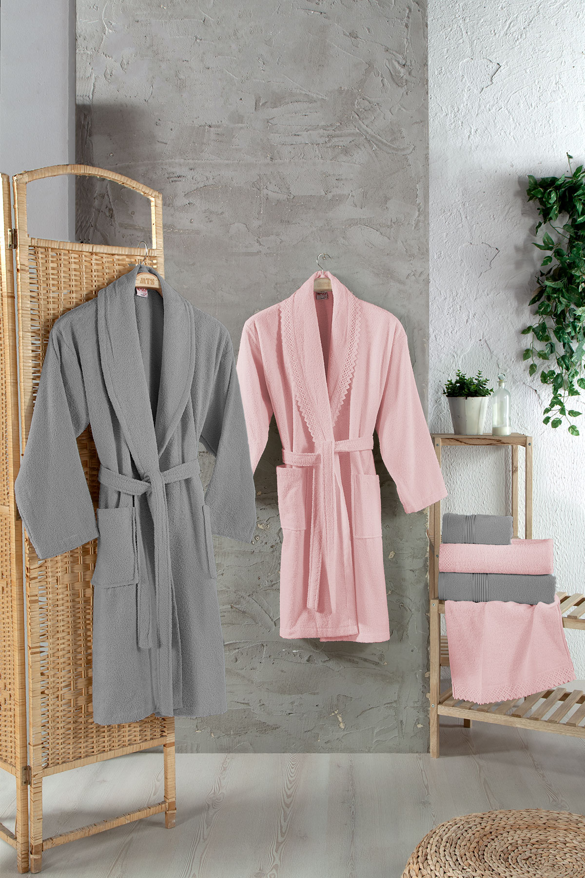 Fiesta Bornoz Seti Kopanaki Güpürlü Bukle 6 Parça - Thumbnail