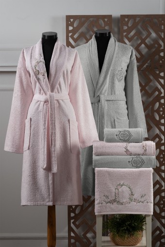 FIESTA - Fiesta Bornoz Seti Liza Bambu El İşi Nakışlı (1)