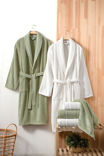 FIESTA - Fiesta Bornoz Seti Luxury Bürümcük Jakarlı 6 Parça