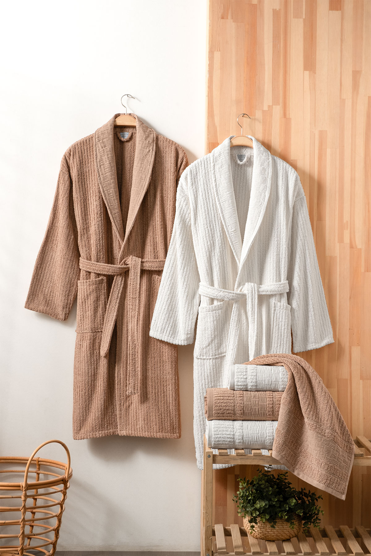 Fiesta Bornoz Seti Luxury Bürümcük Jakarlı 6 Parça - Thumbnail