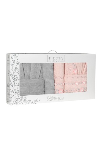 FIESTA - Fiesta Bornoz Seti Luxury El İşi Nakışlı 6 Parça (1)