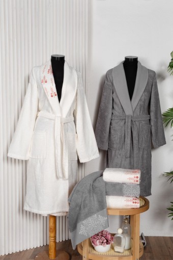 FIESTA - Fiesta Bornoz Seti Süzene Bambu Nakışlı 6 Parça