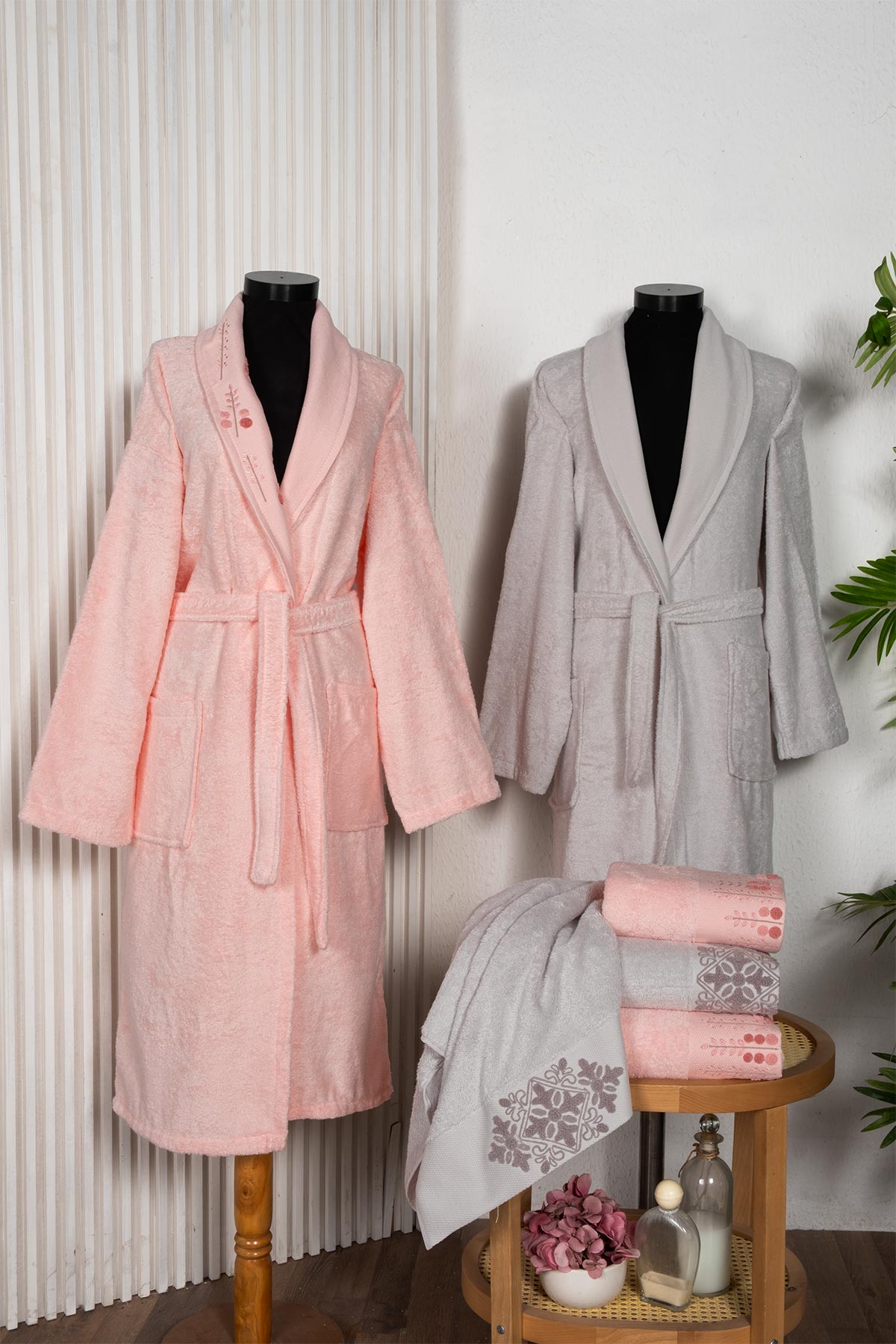 Fiesta Bornoz Seti Süzene Bambu Nakışlı 6 Parça - Thumbnail