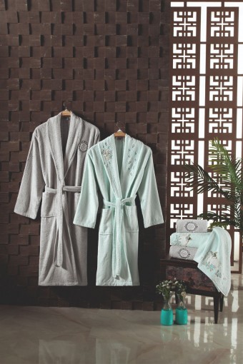 FIESTA - Fiesta Bornoz Seti Talya Bambu El İşi Nakışlı 6 Parça