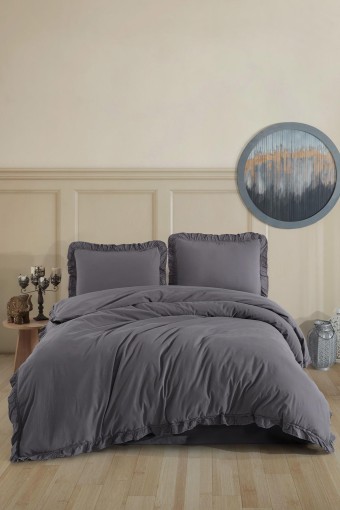 FIESTA - Fiesta Çift Kişilik Nevresim Takımı Farah Natural Fırfırlı Pamuk