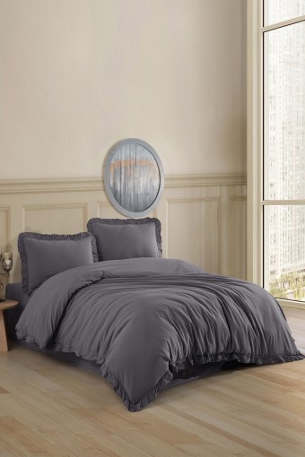 FIESTA - Fiesta Çift Kişilik Nevresim Takımı Farah Natural Fırfırlı Pamuk (1)