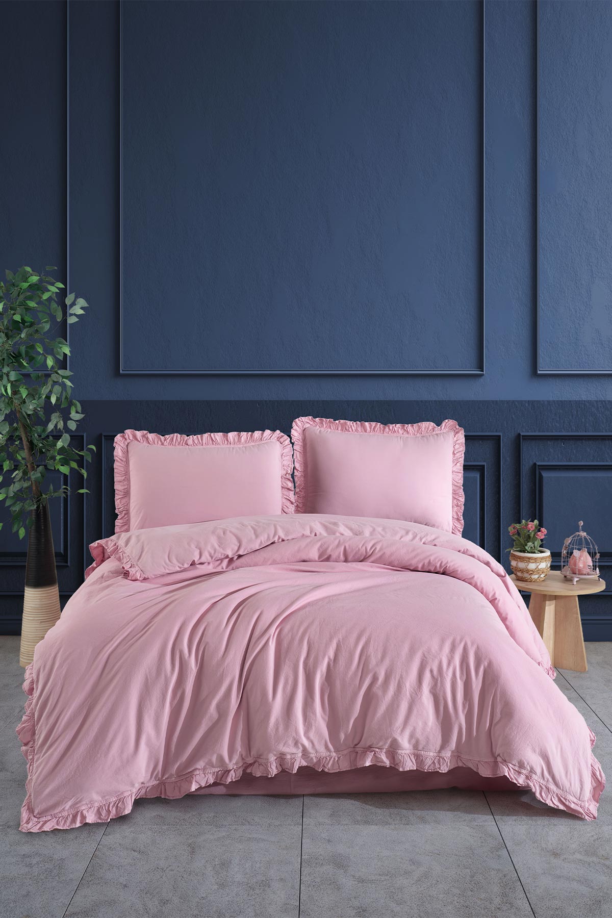 Fiesta Çift Kişilik Nevresim Takımı Farah Natural Fırfırlı Pamuk - Thumbnail