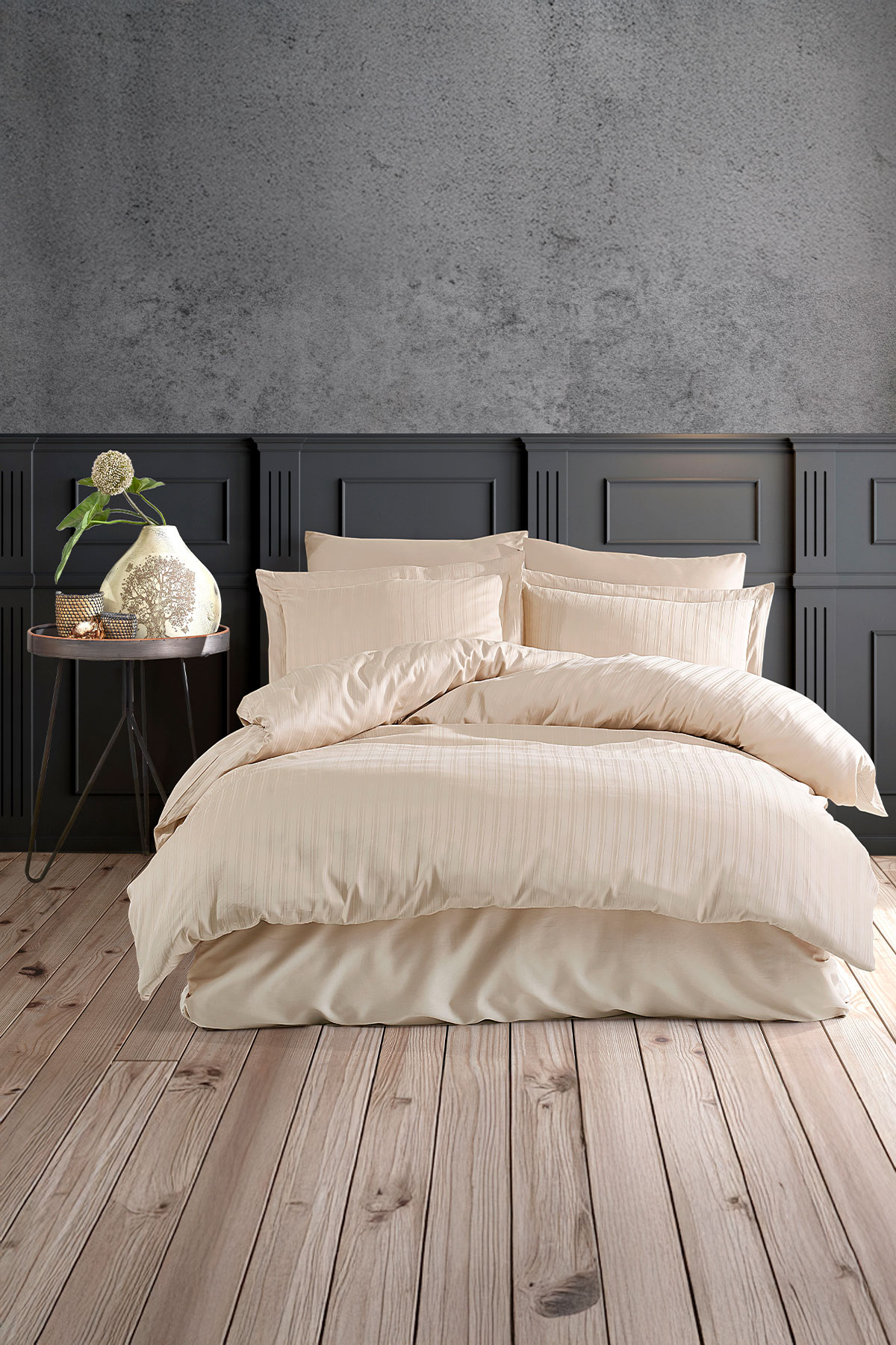 Fiesta Çift Kişilik Nevresim Takımı Saten Stripe 82 Tel - Thumbnail