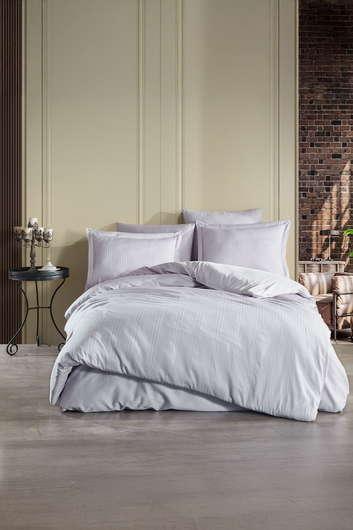 Fiesta Çift Kişilik Nevresim Takımı Saten Stripe 82 Tel - Thumbnail