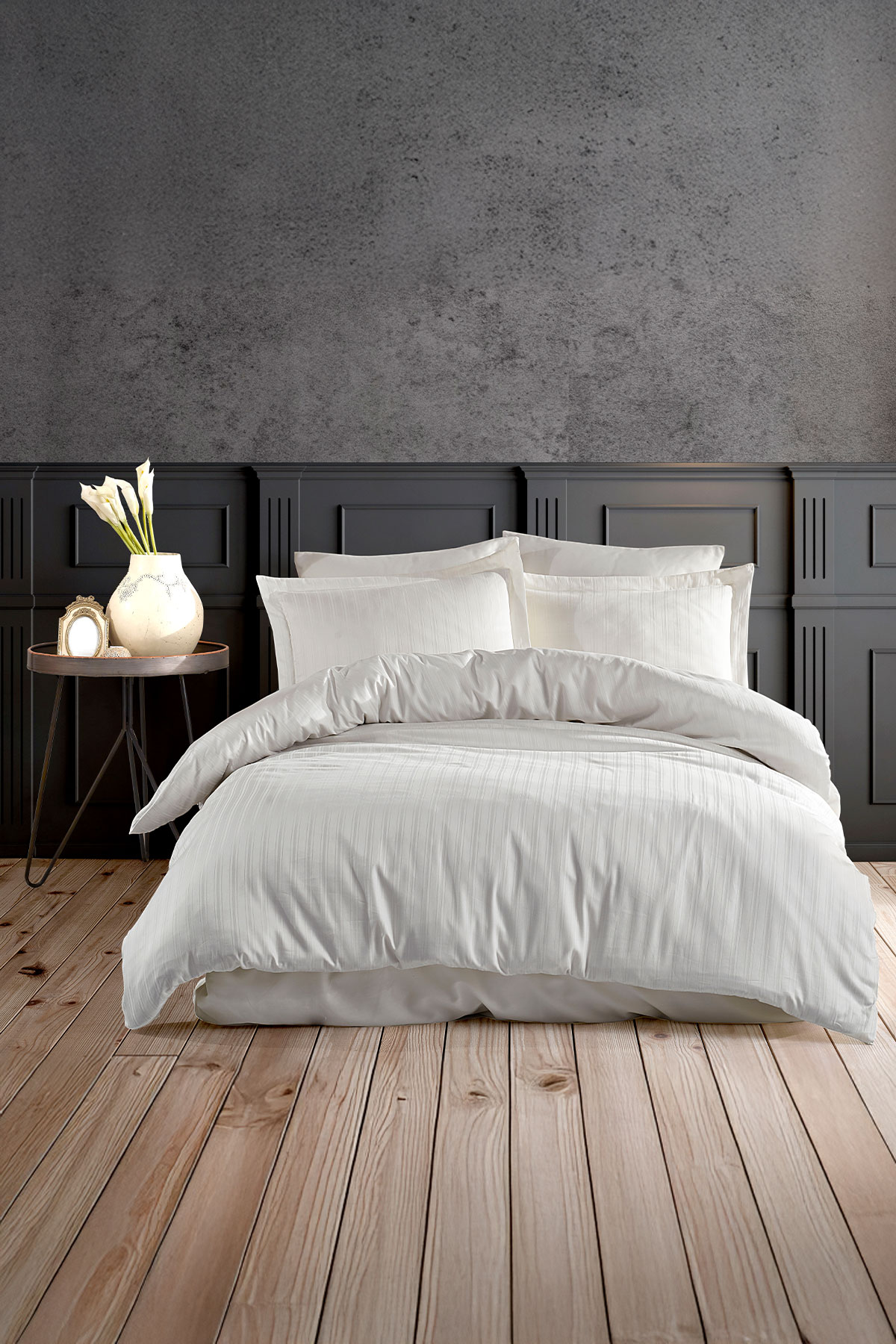 Fiesta Çift Kişilik Nevresim Takımı Saten Stripe 82 Tel - Thumbnail