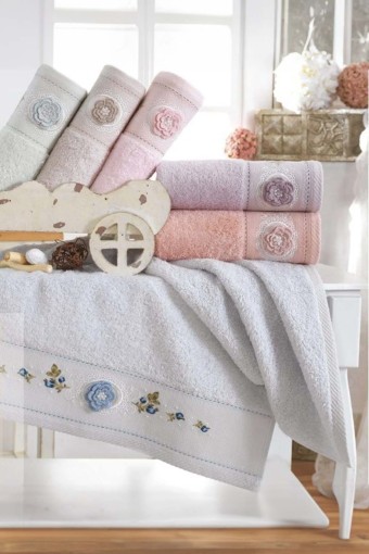 FIESTA - Fiesta Duygu El Yüz Havlusu El İşi Nakışlı Bambu 30x50 50x90 (1)