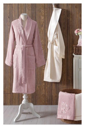 FIESTA - Fiesta Duygu Unisex Bambu El İşi Nakışlı 6'lı Bornoz Seti