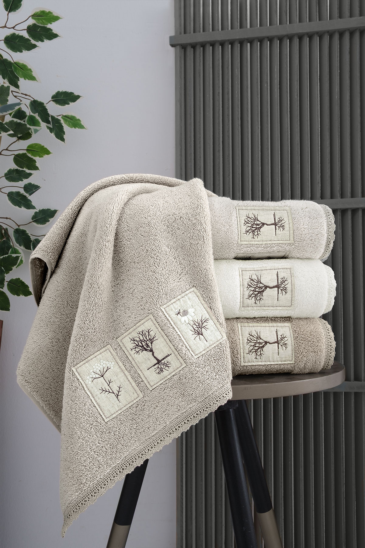 Fiesta El Yüz Havlusu 50x90 Penye Bez Aplikeli Nakışlı - Thumbnail