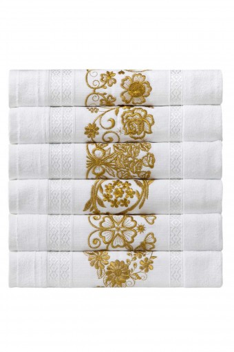 FIESTA - Fiesta El-Yüz Havlusu Cotton Altın Simli Nakışlı 50x90 (1)