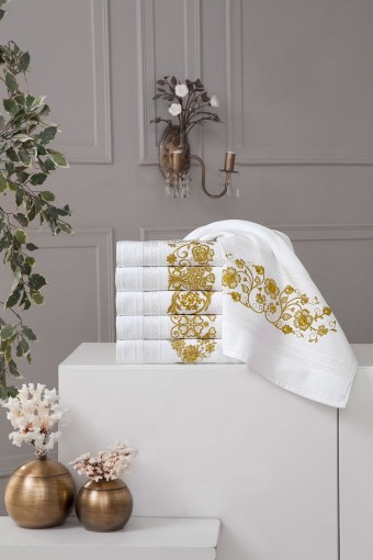 FIESTA - Fiesta El-Yüz Havlusu Cotton Altın Simli Nakışlı 50x90