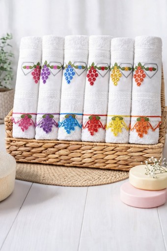 FIESTA - Fiesta El Yüz Havlusu Kopanaki Güpürlü Bukle Soft Boyama Nakışlı 50x90
