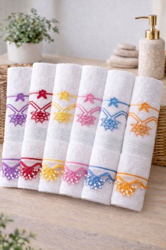 FIESTA - Fiesta El Yüz Havlusu Kopanaki Güpürlü Bukle Soft Boyama Nakışlı 50x90 (1)