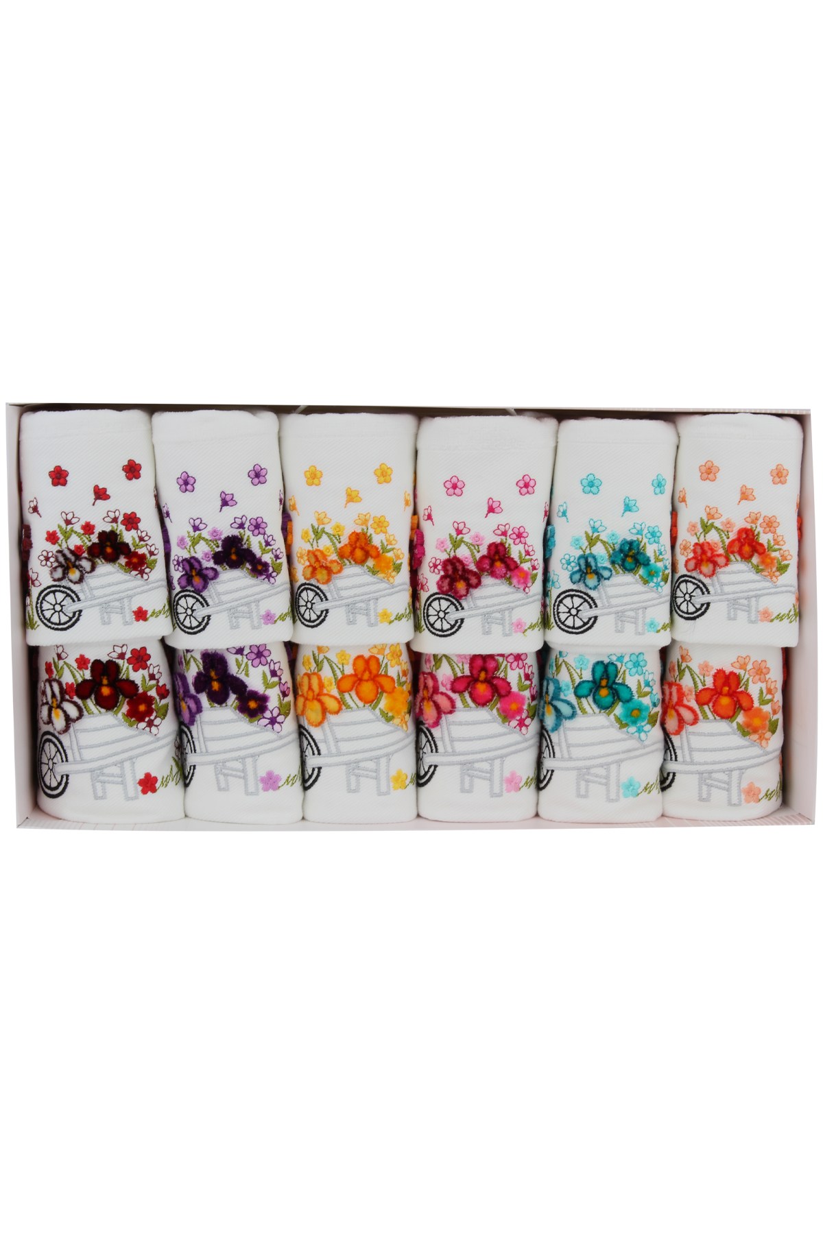 Fiesta El Yüz Havlusu Nakışlı Dallı Çiçekli Taftink Soft Kadife 50x90+30x50 - Thumbnail