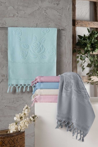 FIESTA - Fiesta El-Yüz Havlusu Soft Kadife Jakarlı Etamin Bağlamalı 50x90