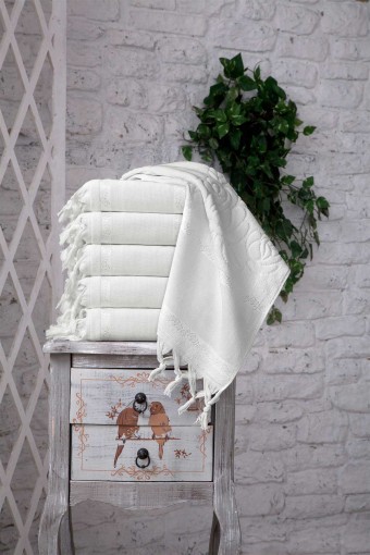 FIESTA - Fiesta El-Yüz Havlusu Soft Kadife Jakarlı Etamin Bağlamalı 50x90 (1)