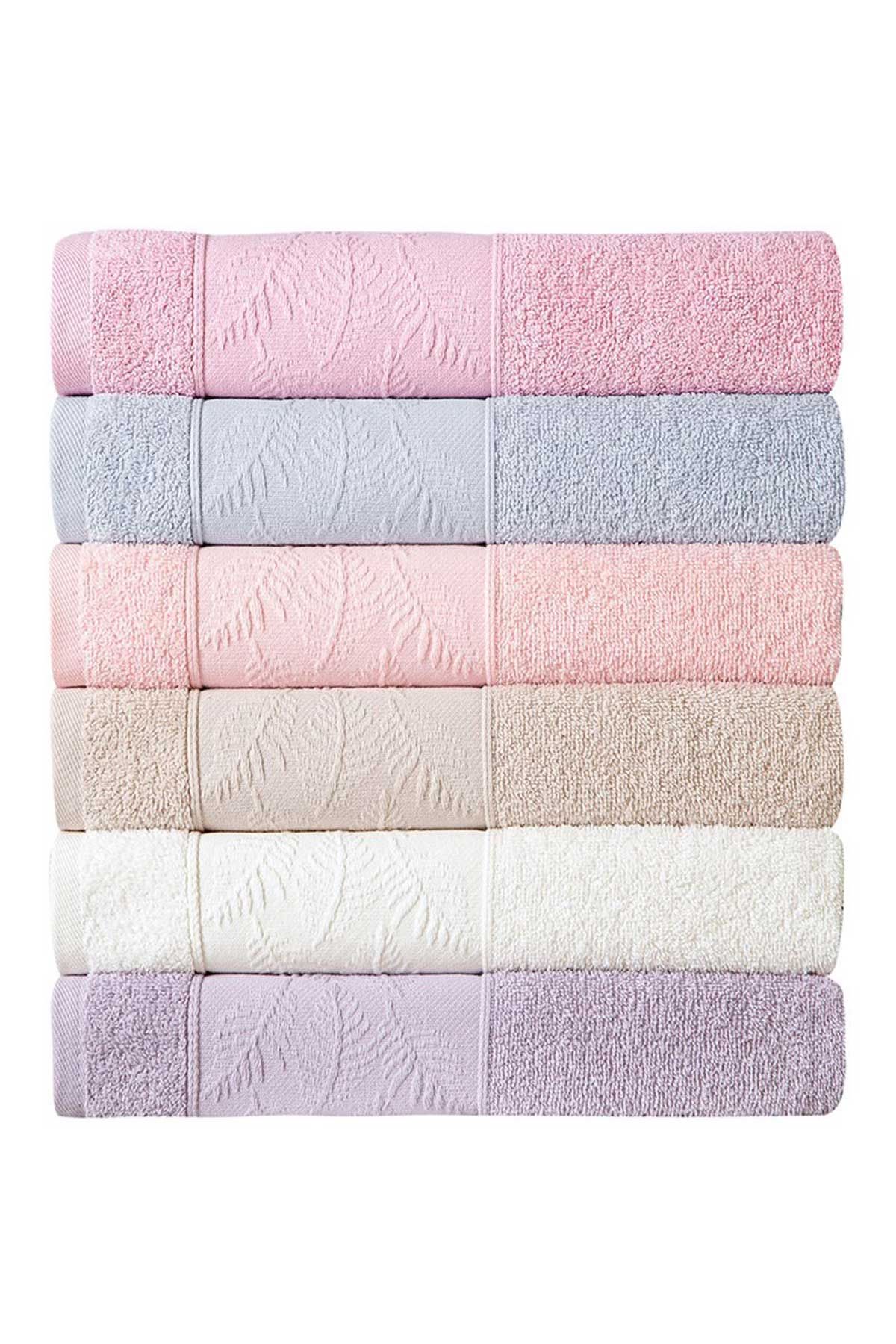 Fiesta El-Yüz Havlusu Yaprak Premium Bukle Jakarlı 50x90 cm - Thumbnail