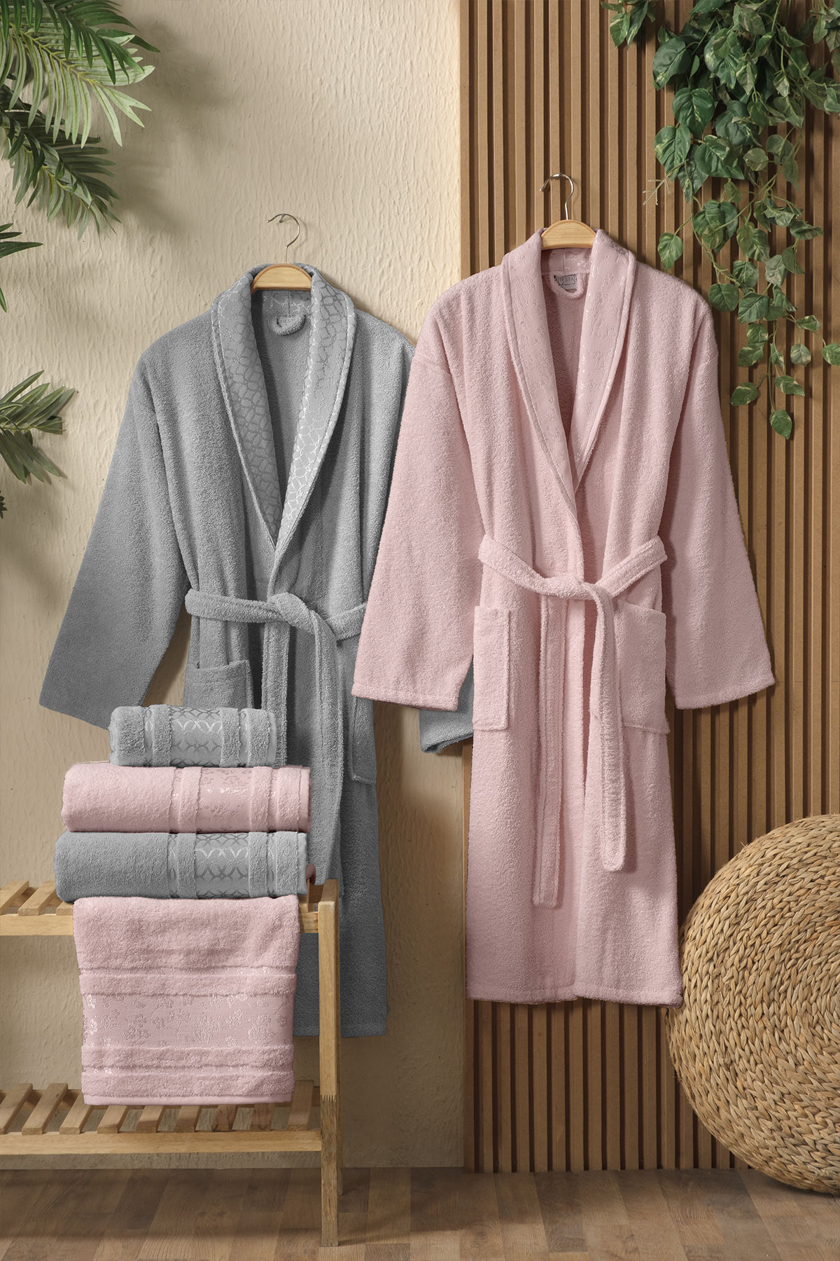 Fiesta Gold Bukle Jakarlı 6 Parça Bornoz Seti - Thumbnail