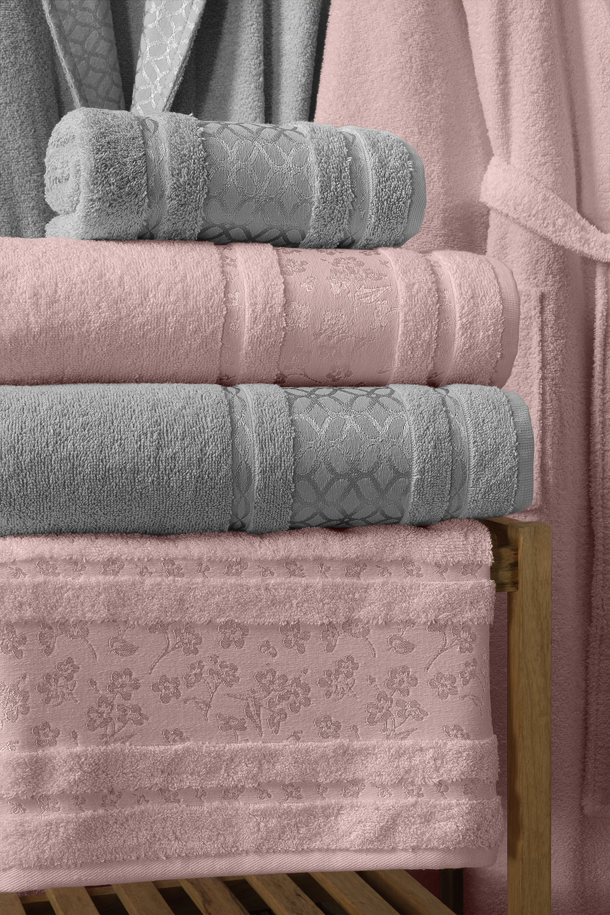 Fiesta Gold Bukle Jakarlı 6 Parça Bornoz Seti - Thumbnail