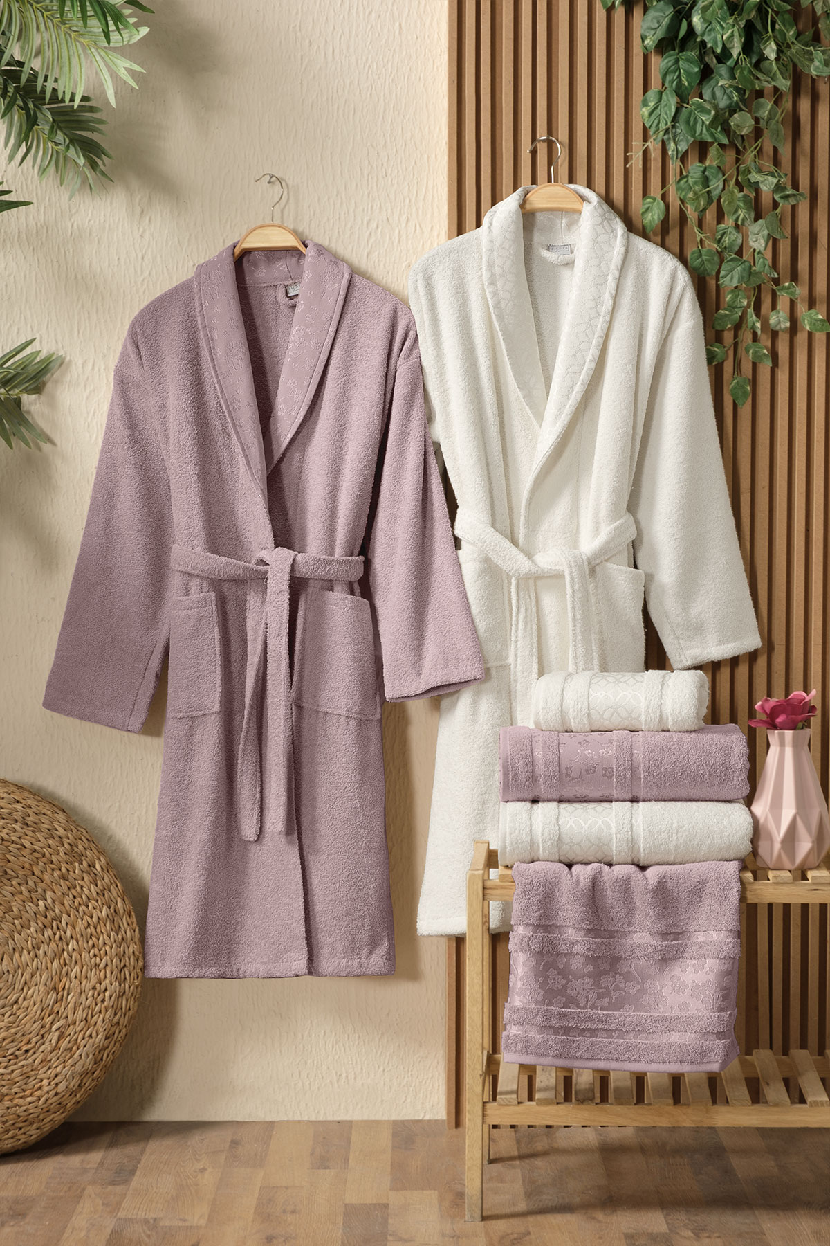 Fiesta Gold Bukle Jakarlı 6 Parça Bornoz Seti - Thumbnail