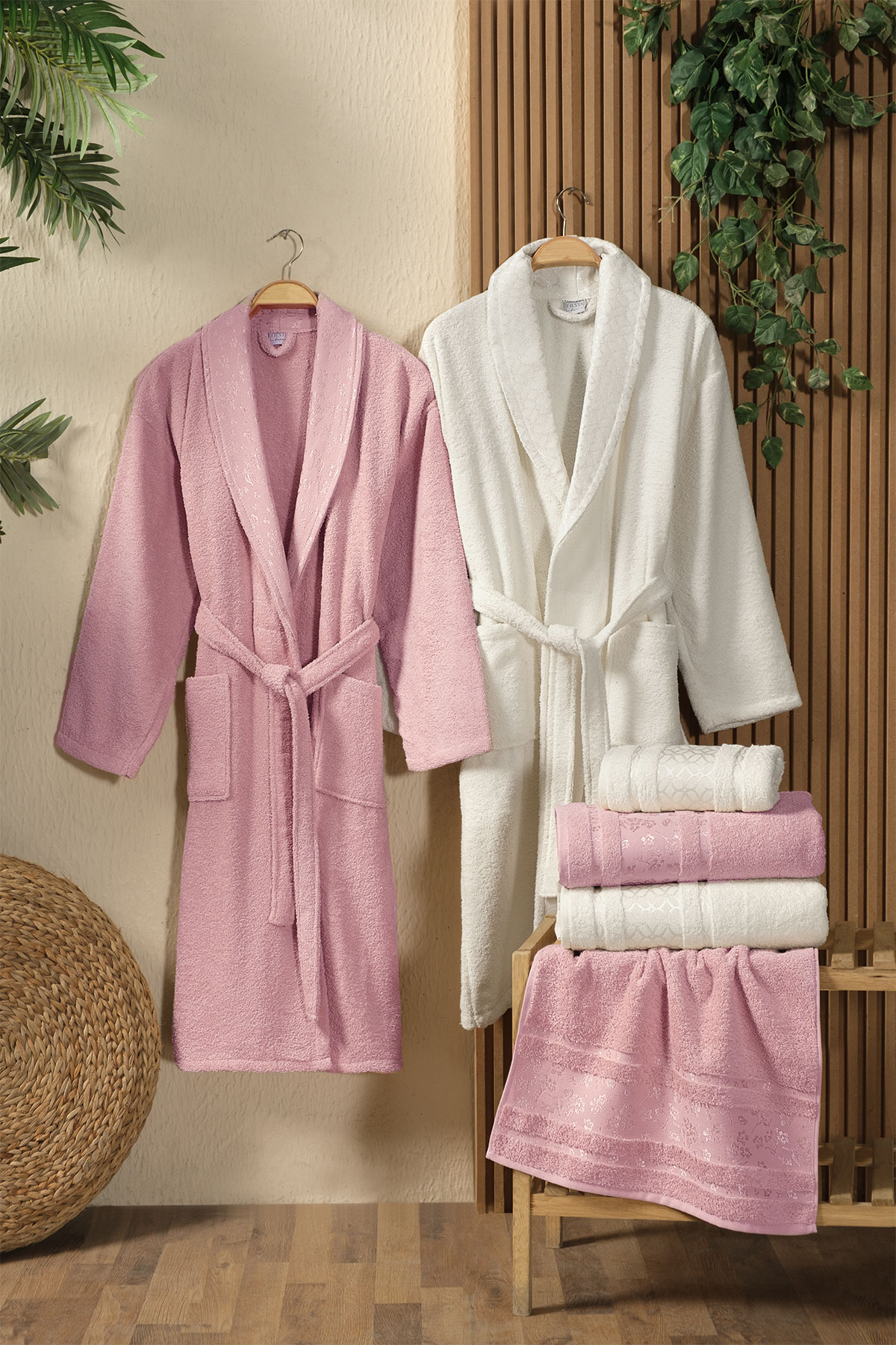 Fiesta Gold Bukle Jakarlı 6 Parça Bornoz Seti - Thumbnail